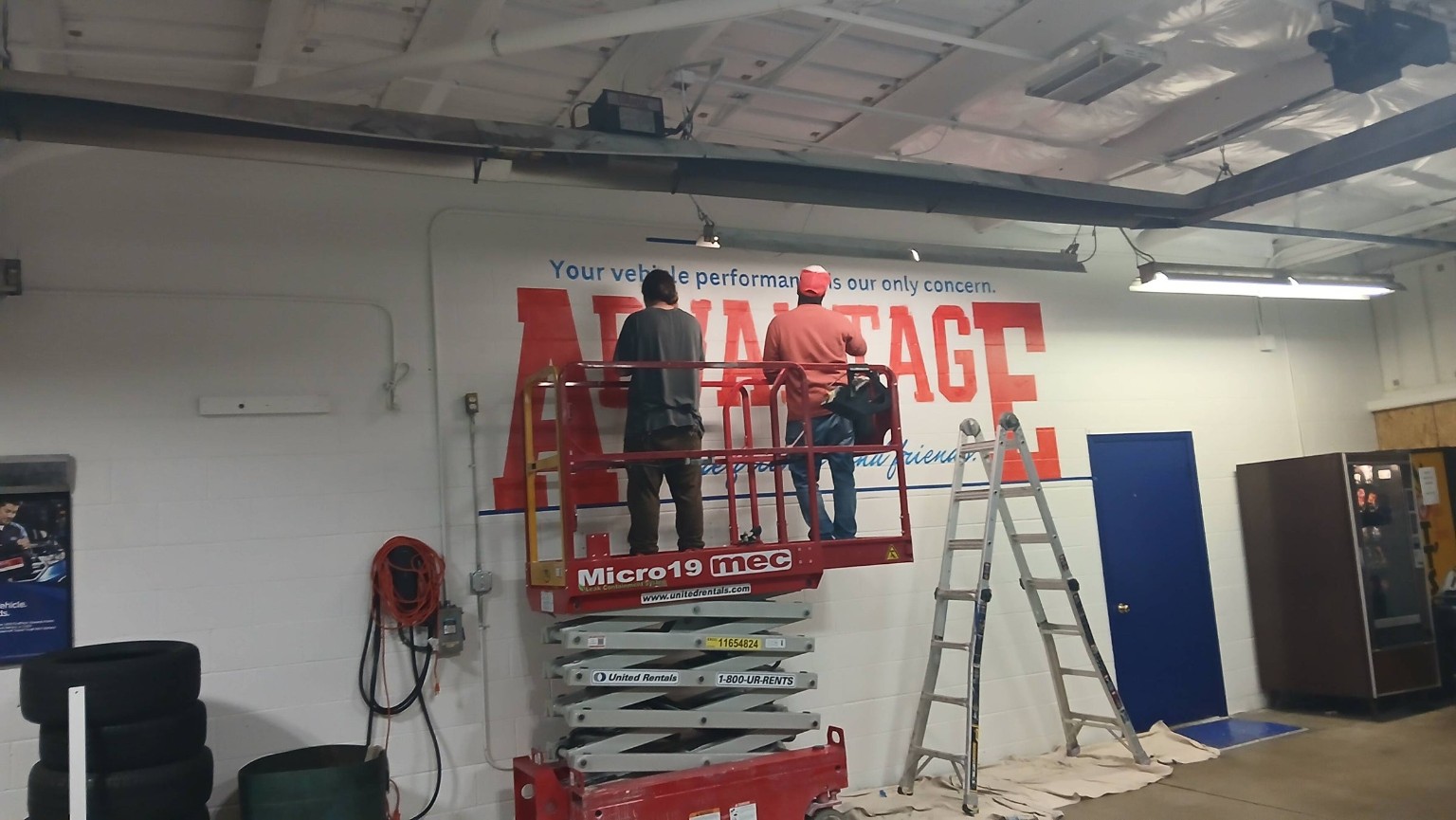 Interior branding wall in progress
